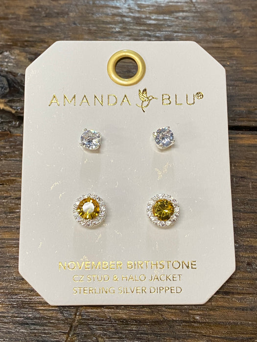 Birthstone Halo Stud Earrings