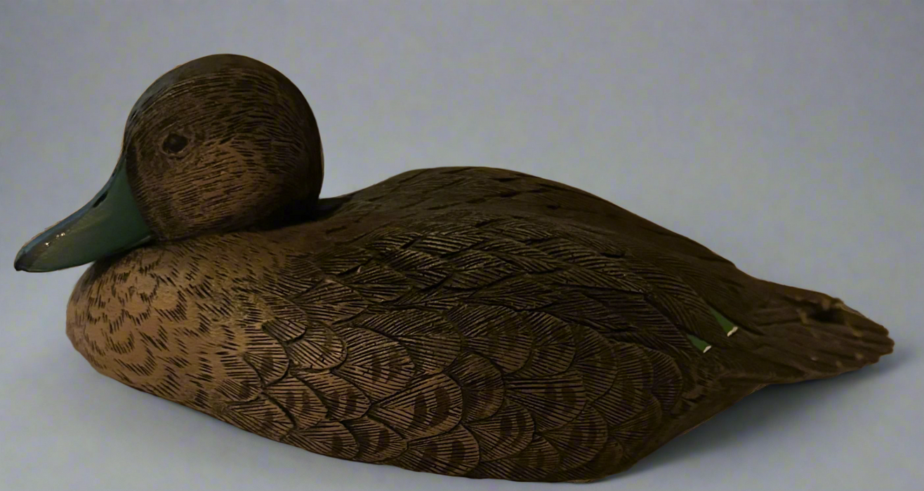Hand-Carved Wooden Duck Decoy – Resting Mallard Style