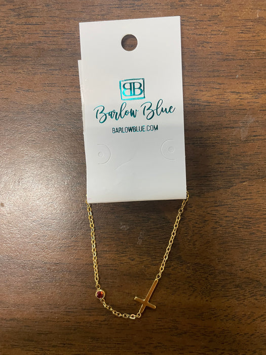 Sideways Cross Birthstone Bracelet