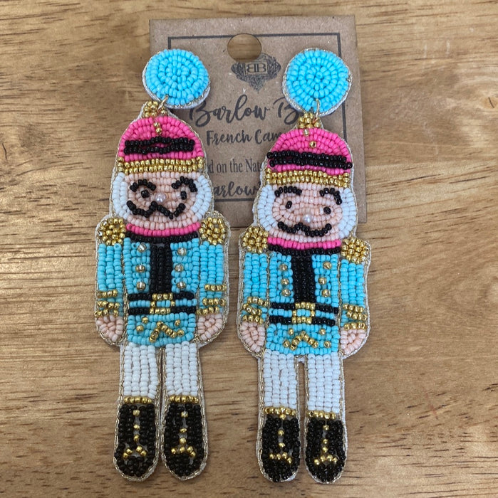 Large Turquoise Beaded Nutcracker Earrings