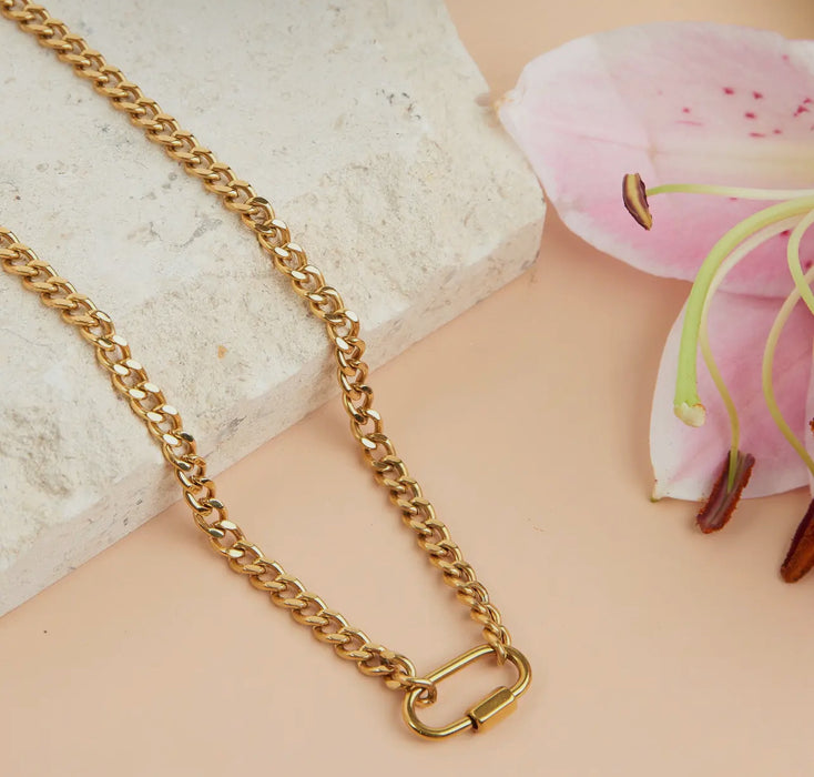 Waterproof Gold 16” Carabiner Necklace