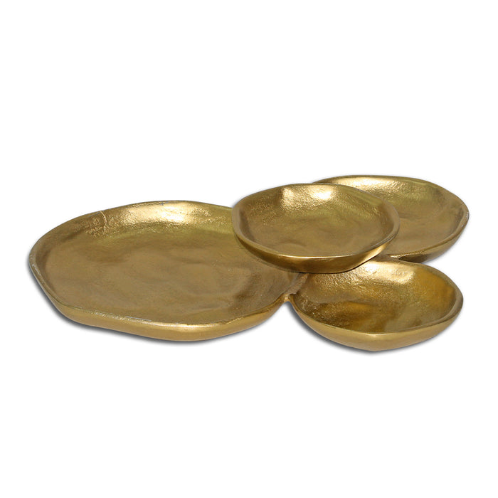 Gold 4 Plate Clustered Dish. Food Safe and/or Decorative