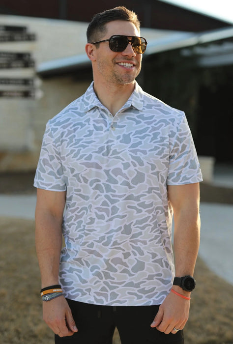 Burlebo White Camo Performance Polo