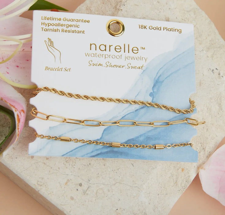 Waterproof Gold Twisted Chain Bracelet Set