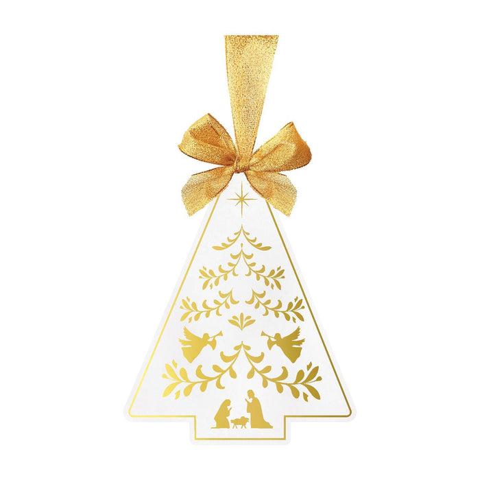 Gold & White Nativity Tree Ornament
