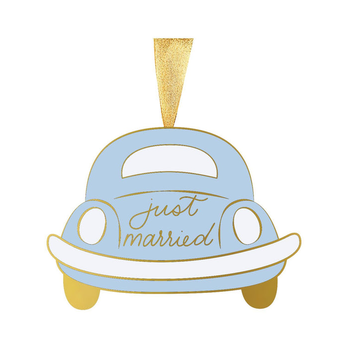Just Married Blue Truck Ornament