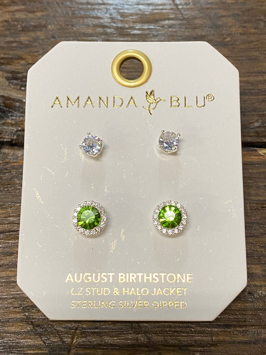 Birthstone Halo Stud Earrings