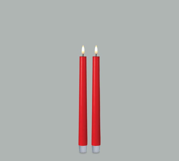 Candle Patria 3D LED Red Taper 11"- Set of two battery operated Candlesticks