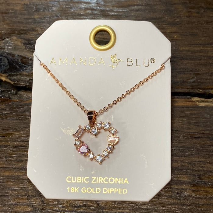 Rose Gold Multi Color Heart Necklace