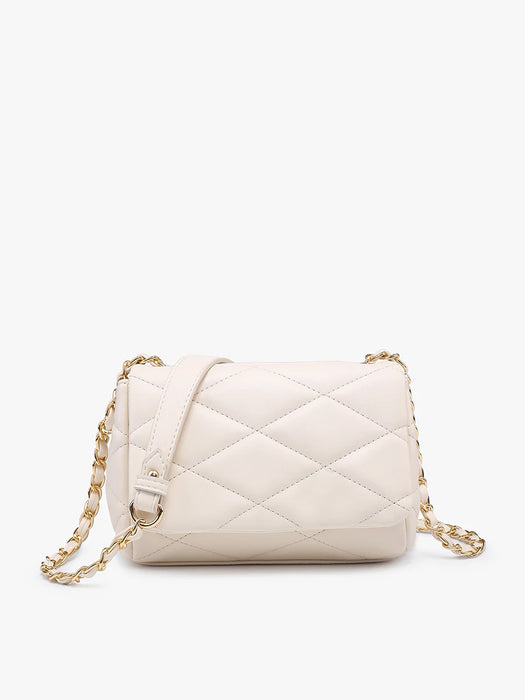 Prague Quilted Crossbody Purse in Off White