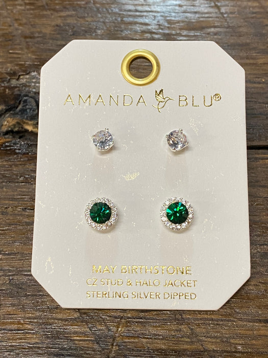 Birthstone Halo Stud Earrings