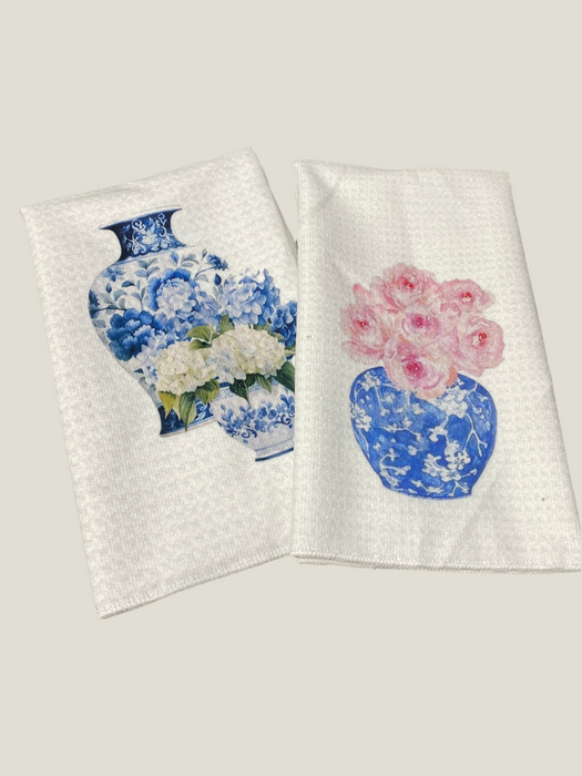 Blue Ginger Jars Microfibre Tea Towels-2 Styles
