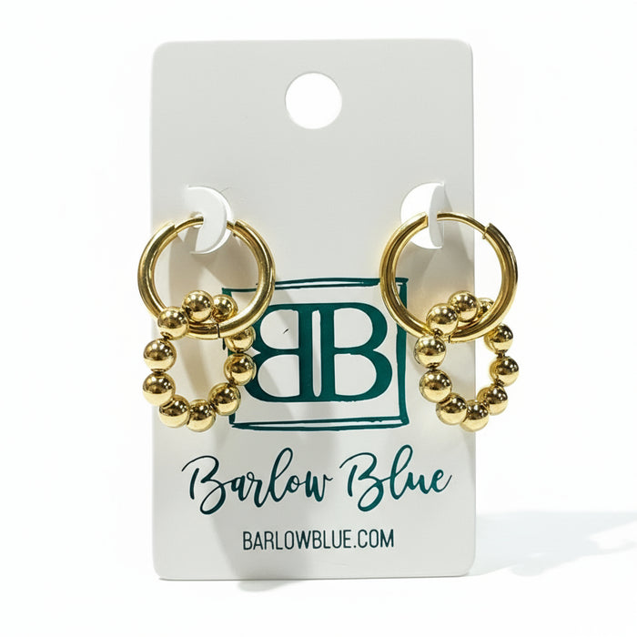 Gold Bead Cluster Hoop Earrings