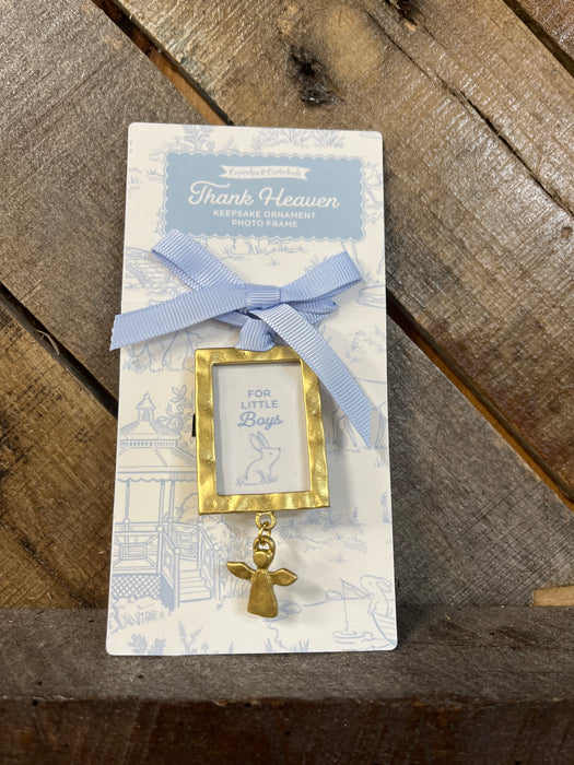 Keepsake Ornament Photo Frame with Angel Charm on Gift Card- 2 Designs!