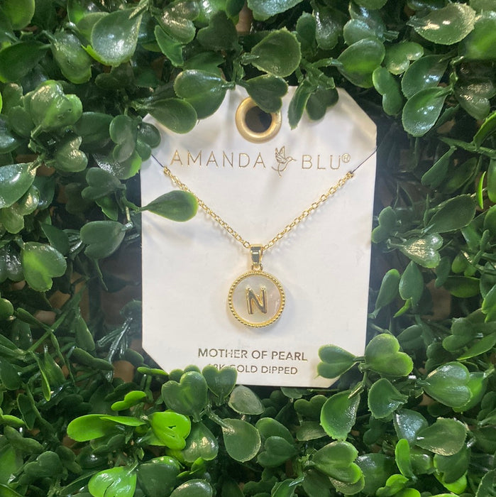 Mother of Pearl Initial Necklace