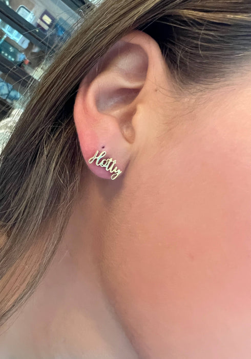 Ole Miss Hotty Toddy Gold Stud Earrings