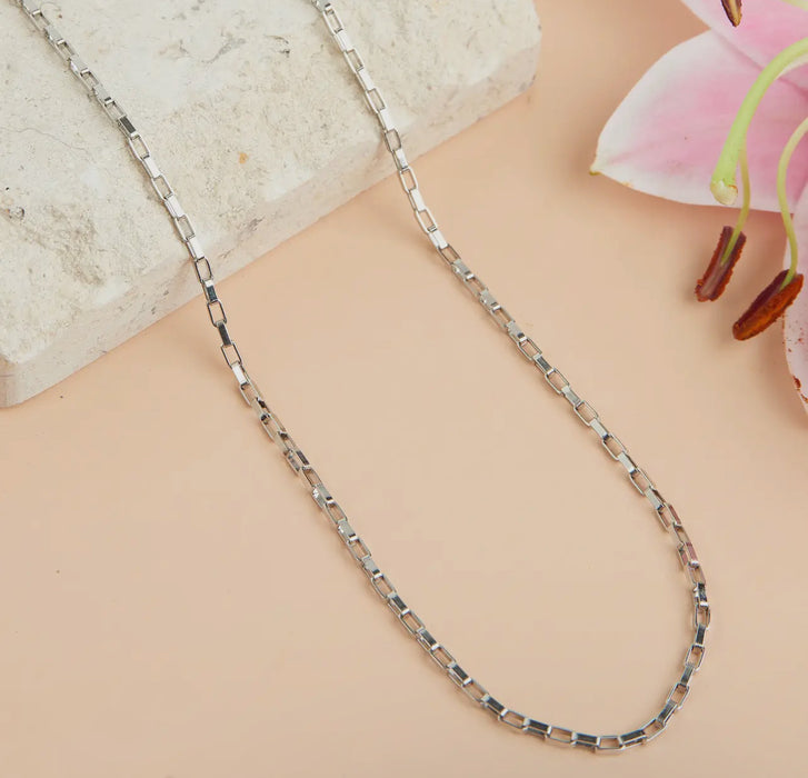 Waterproof Silver 18” Box Chain Necklace