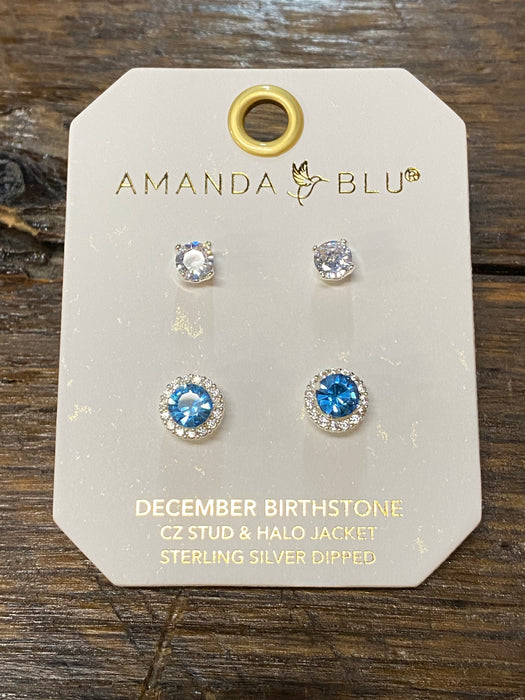 Birthstone Halo Stud Earrings