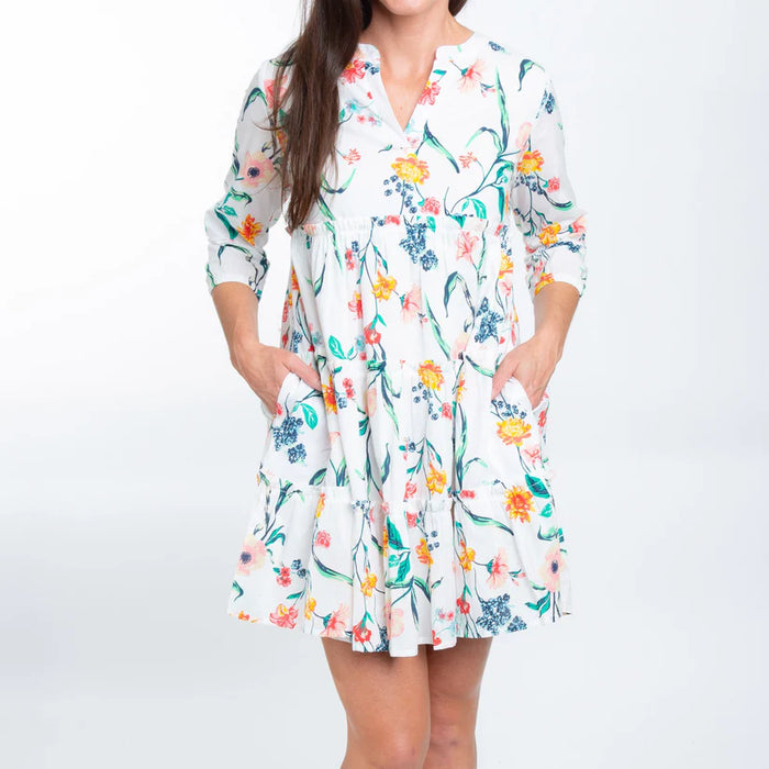 Allegra V-Neck Paradise Floral Dress With Pockets.  Small & Medium only