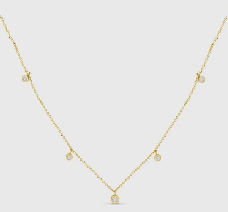 Gold Station CZ Necklace