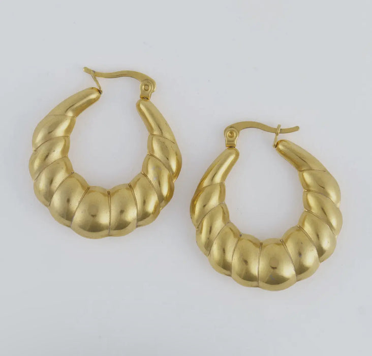Waterproof Gold Twisted Chunky Hoop Earrings