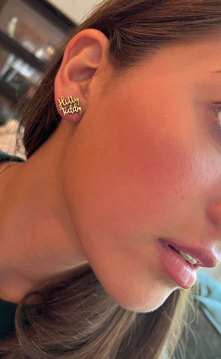 Ole Miss Hotty Toddy Gold Stud Earrings
