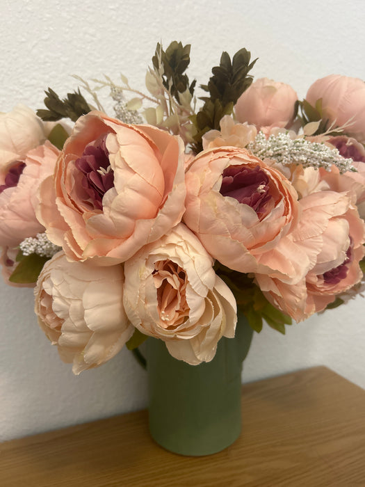 Pink Peony & Greenery Artificial Bouquet