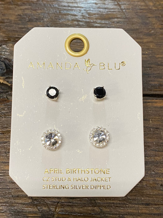 Birthstone Halo Stud Earrings