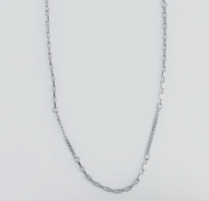 Waterproof Silver 18” Multi Box Chain Necklace