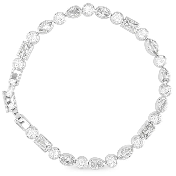 Silver CZ Multi Cut Bezel Tennis Bracelet