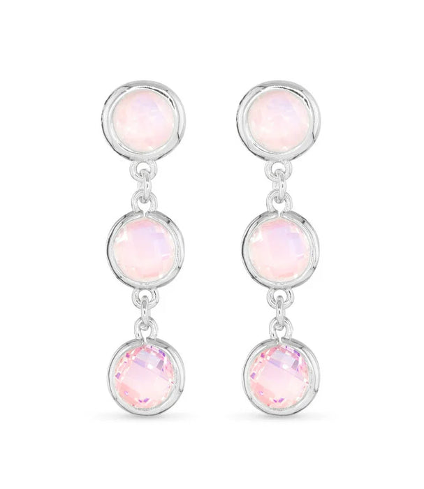 Silver Faceted CZ Earring - Pink