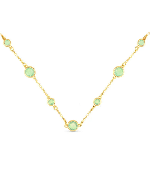 Gold Faceted CZ Necklace - Green