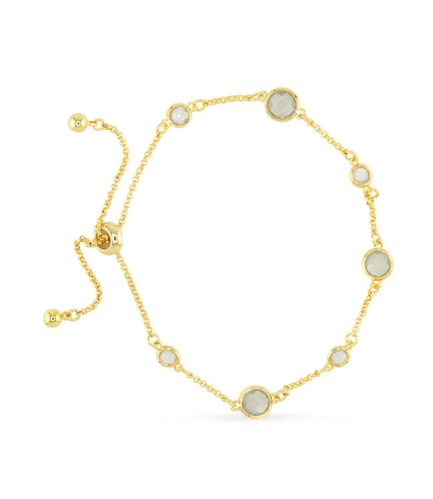 Gold Faceted CZ Bracelet - Milky White