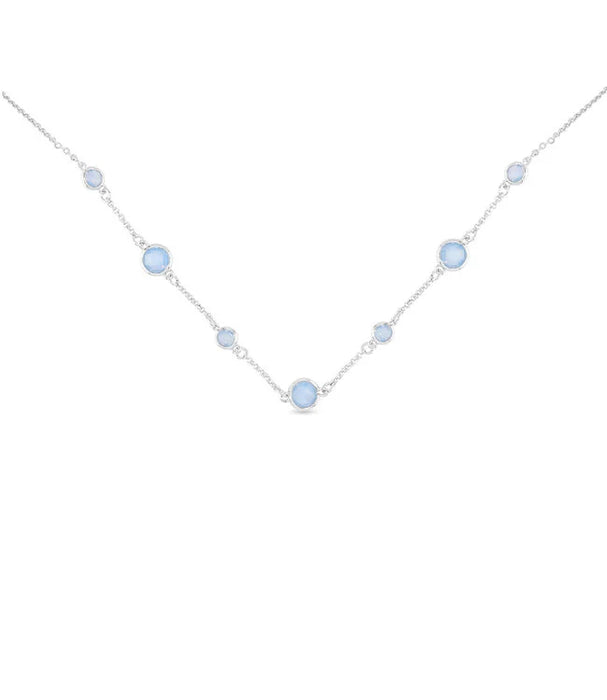 Silver Faceted CZ Necklace - Blue