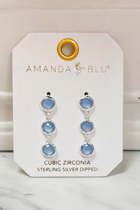 Blue Faceted Triple Drop Earrings