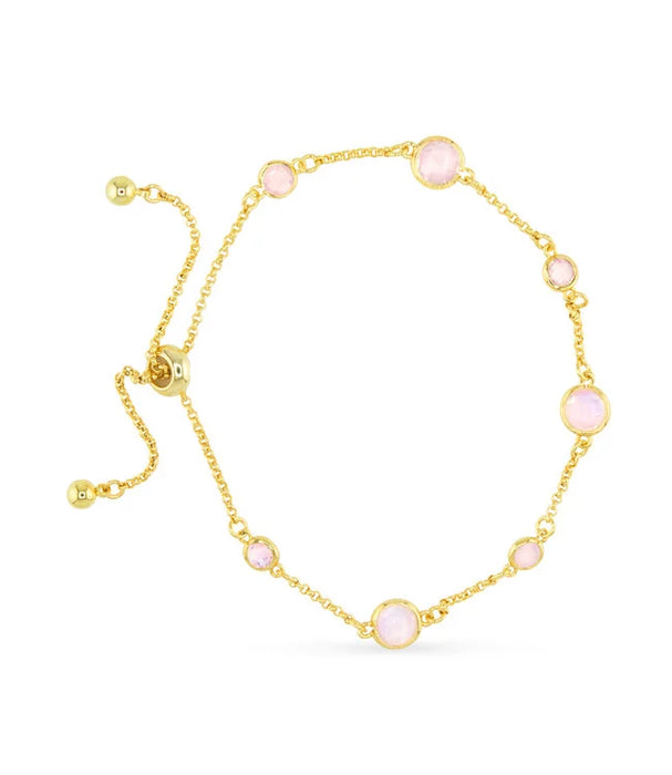 Gold Faceted CZ Bracelet - pink