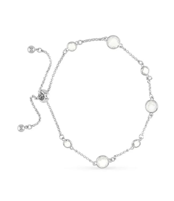 Silver Faceted CZ Bracelet - Milky White
