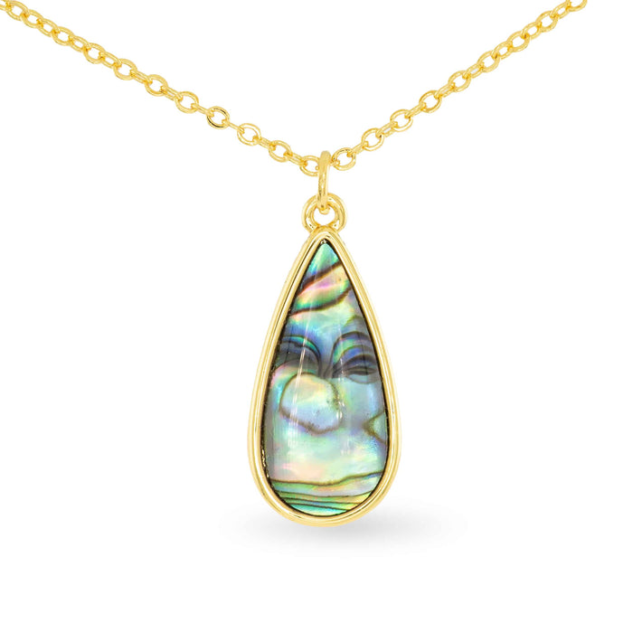 Gold Abalone Blue Teardrop Necklace