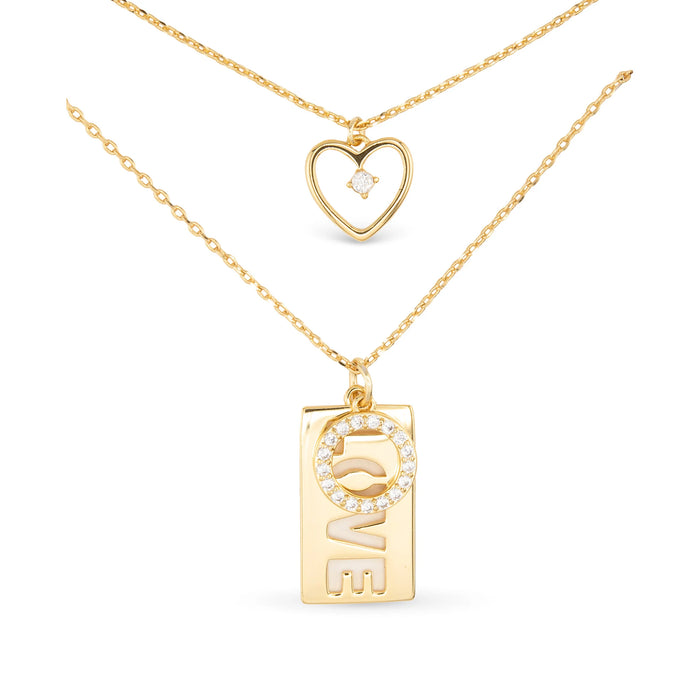 Gold Dual Love Heart Necklace