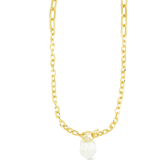 Sparkling Pearl Link Essentials Necklace - Gold