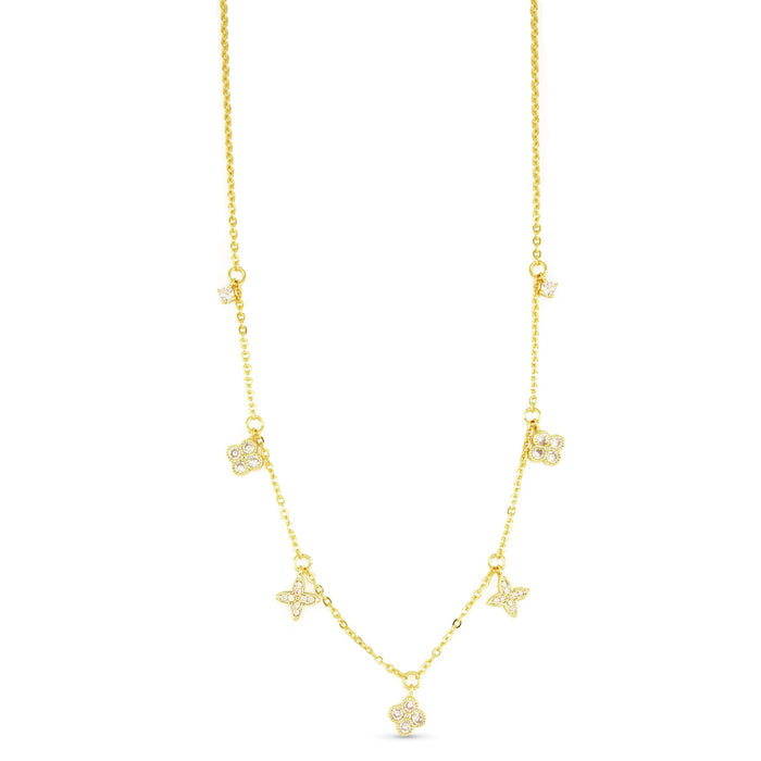 Gold CZ Dainty Charm Necklace