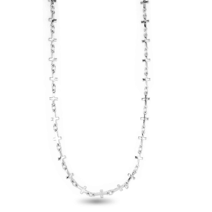 Silver Shimmering Cross Chain Faith Necklace