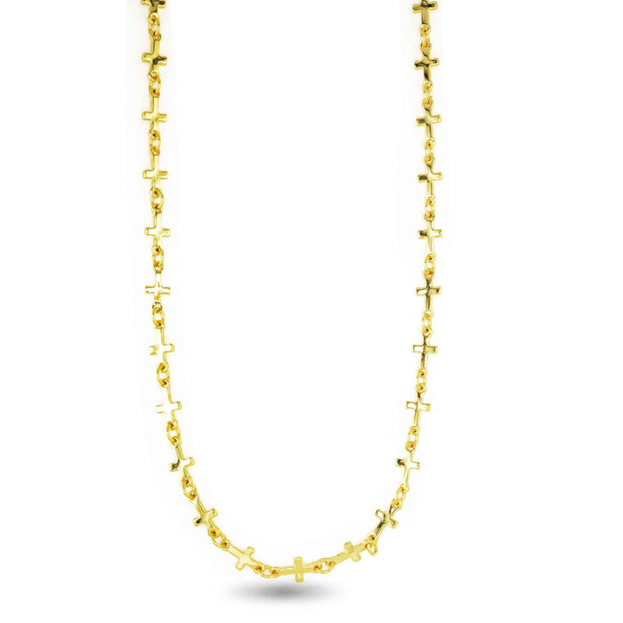 Gold Shimmering Cross Chain Faith Necklace