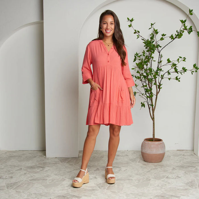 Rayanne Coral Tiered Dress.  2XL only
