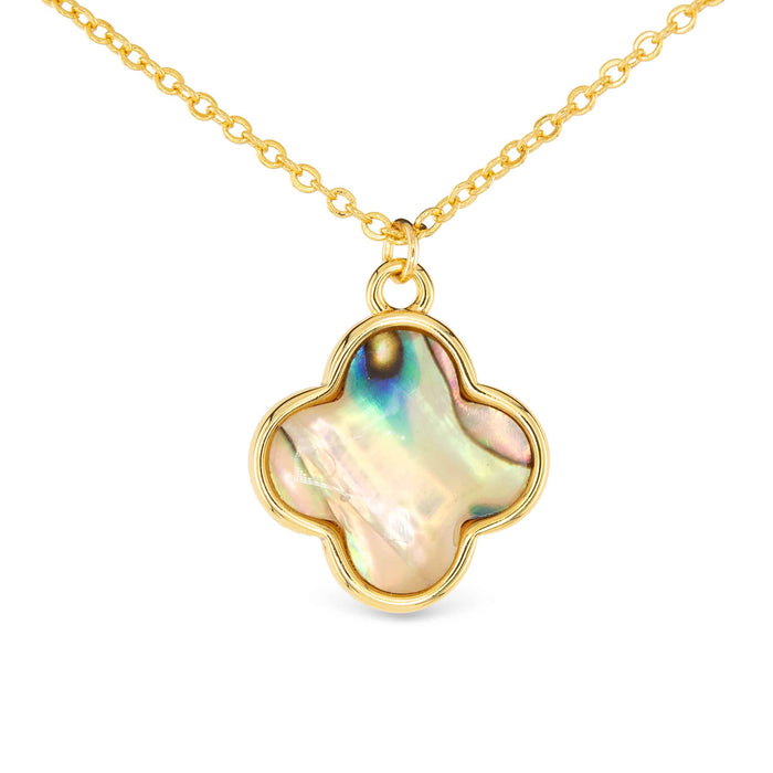 Gold Abalone Clover Necklace
