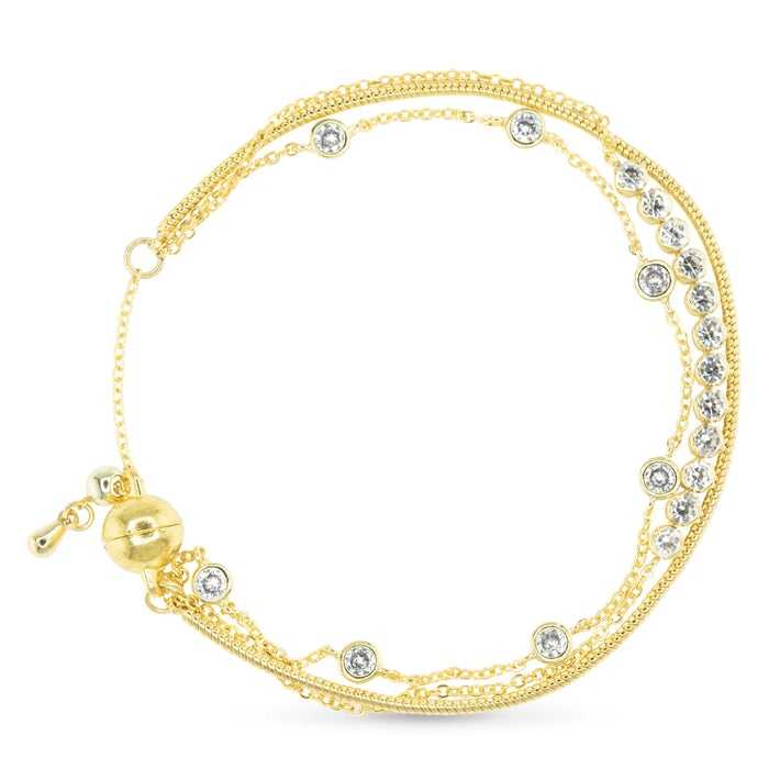 Gold CZ & Snake Chain Bracelet