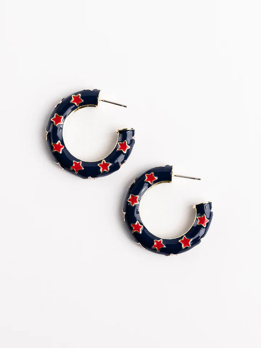Blue, Red, & Gold Justine Hoops with Stars- Perfect For Game Day To Show Your School Spirit!!