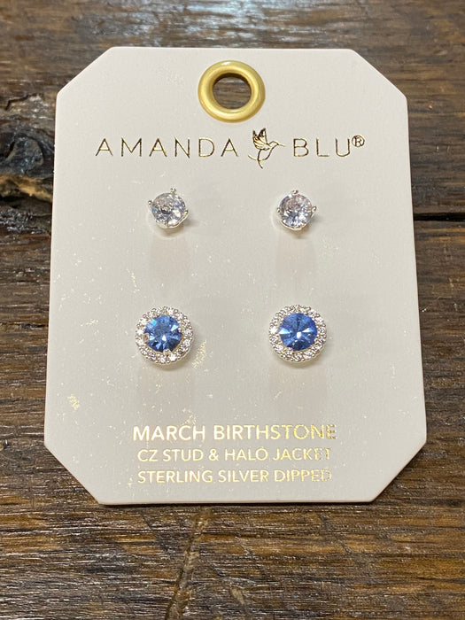 Birthstone Halo Stud Earrings