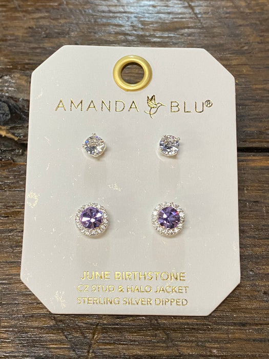 Birthstone Halo Stud Earrings