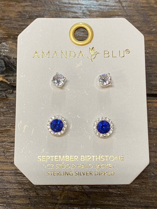 Birthstone Halo Stud Earrings